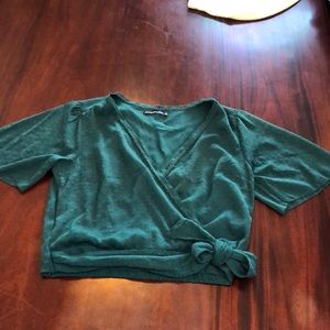 Green Abercrombie and Fitch Wrap top